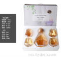 Hexagonal Amber Luster Glass Carafe dengan set cawan